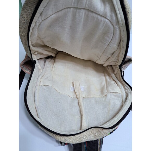 Himalayan Hemp THC Free Multi Color Handmade Backpack Nepal Pink Green Orange - Picture 8 of 10